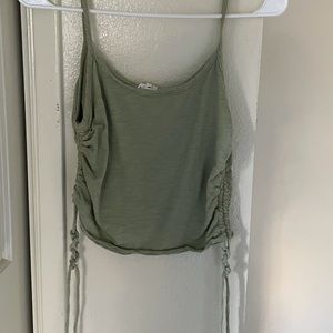Sage green tank top with tassels